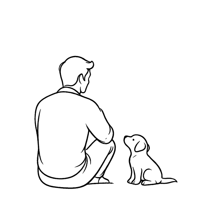 Dog and owner illustration